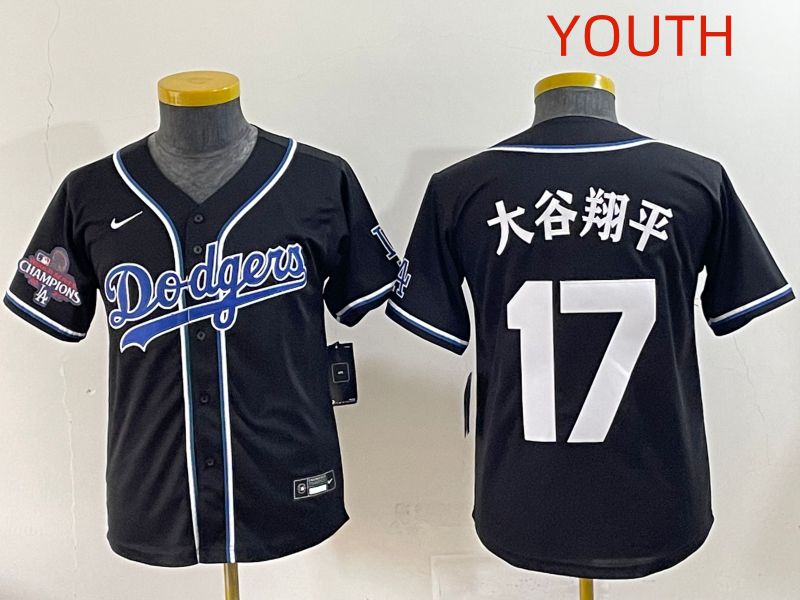 Youth 2025 Los Angeles Dodgers #17 Ohtani Black Three generations Fashion Nike MLB Jersey style 18->youth mlb jersey->Youth Jersey